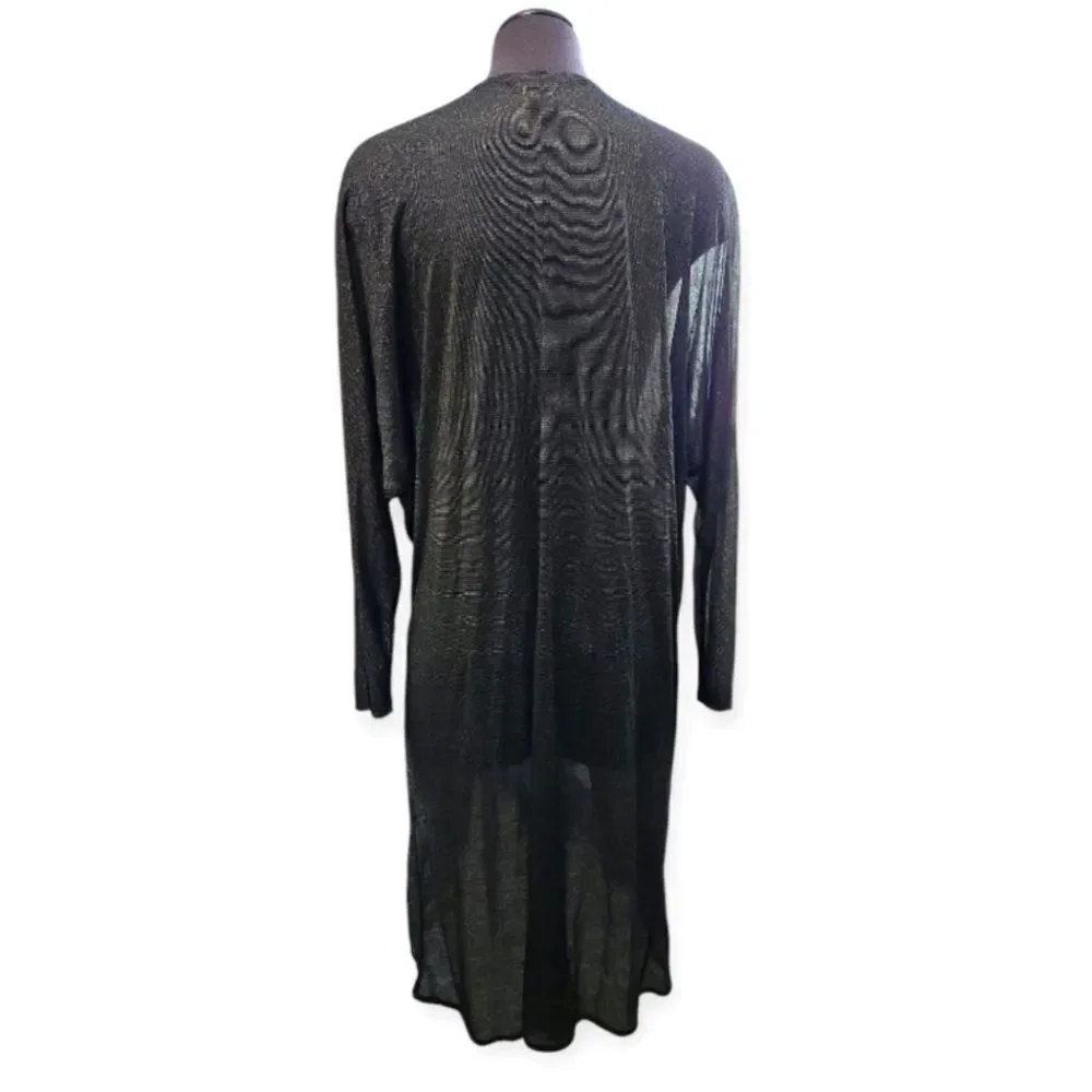 NWT H&M SHEER BLACK AND GOLD METALIC KIMONO/CARDIGAN